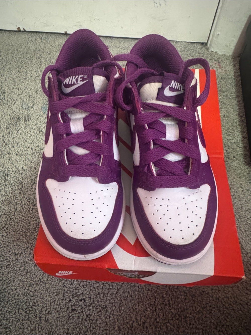 Nike Kids' Purple and White Low-Top dunks